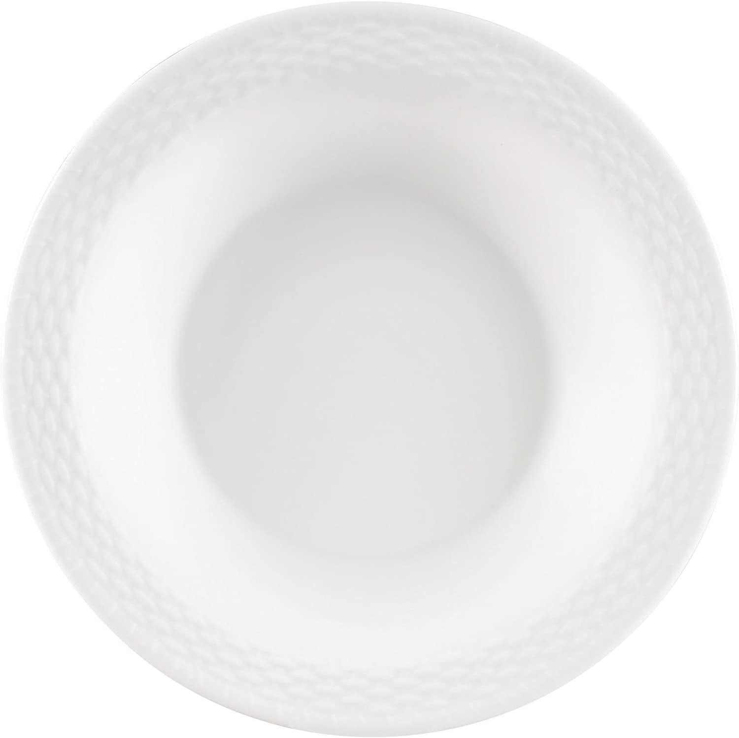 White Embossed Ceramic 10.25" Pasta Salad Dessert Bowl