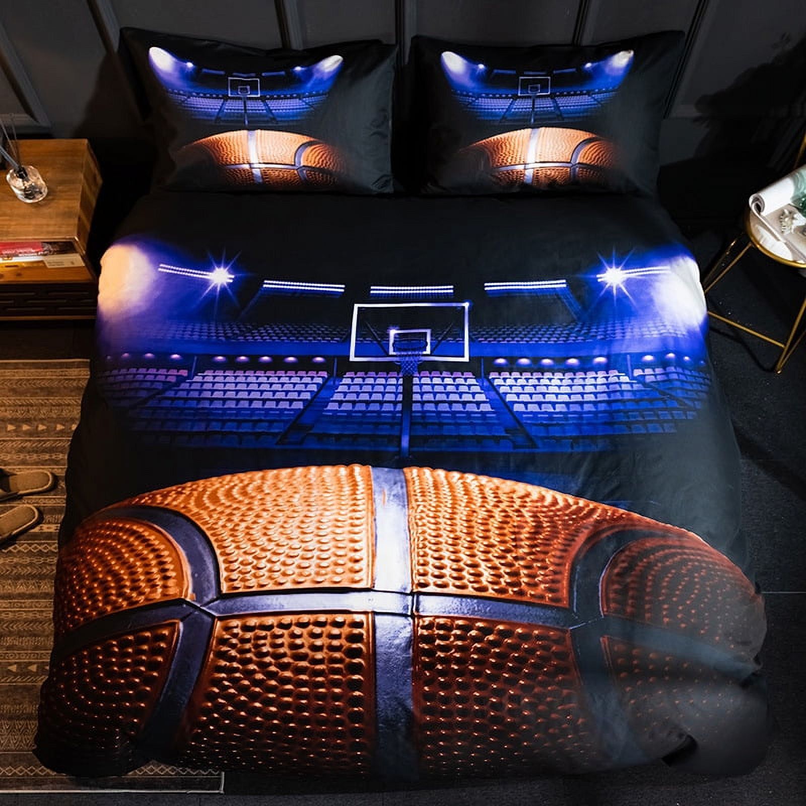 3D Basketball Print Queen Microfiber Bedding Set