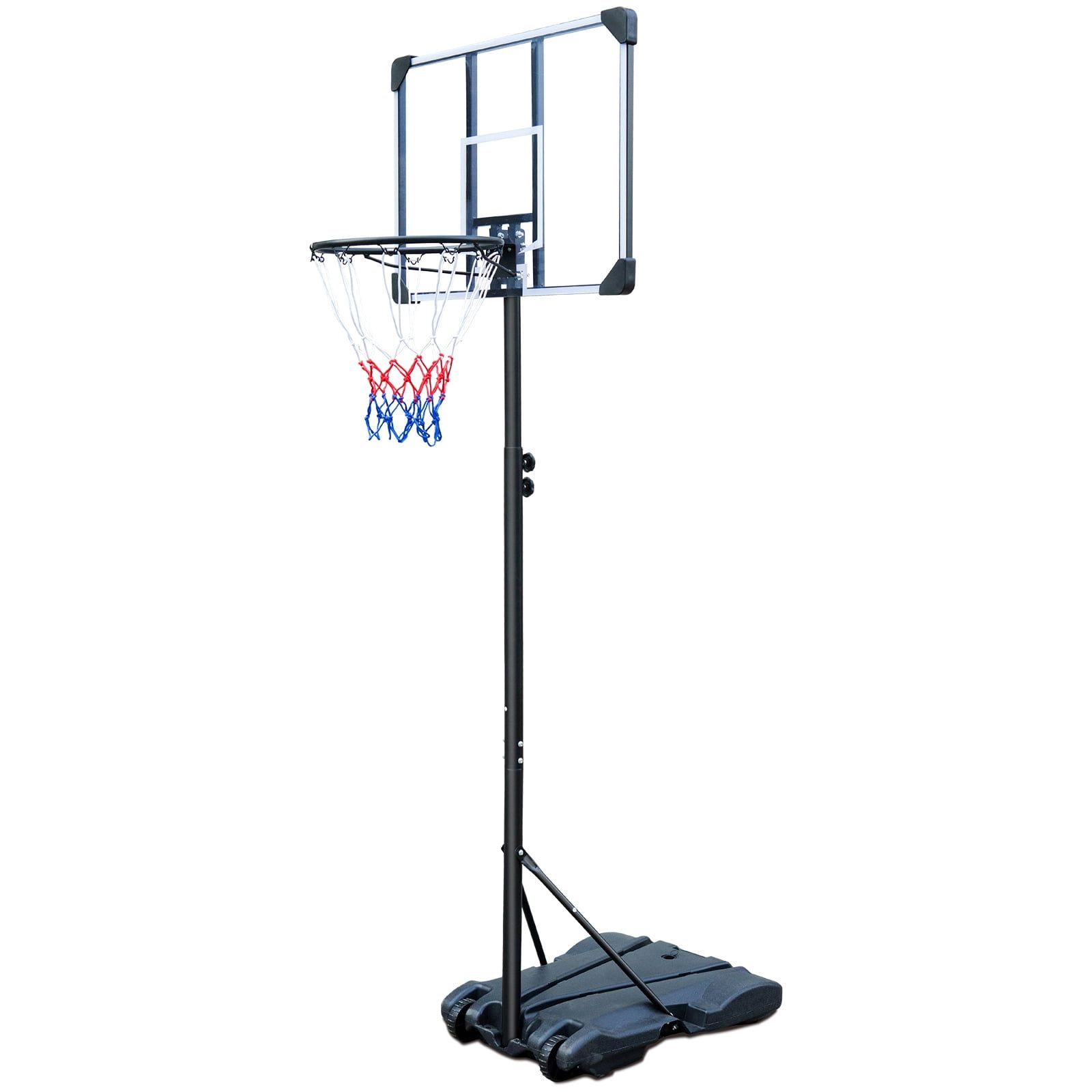 Adjustable Portable Black Polycarbonate Basketball Hoop with Wheels