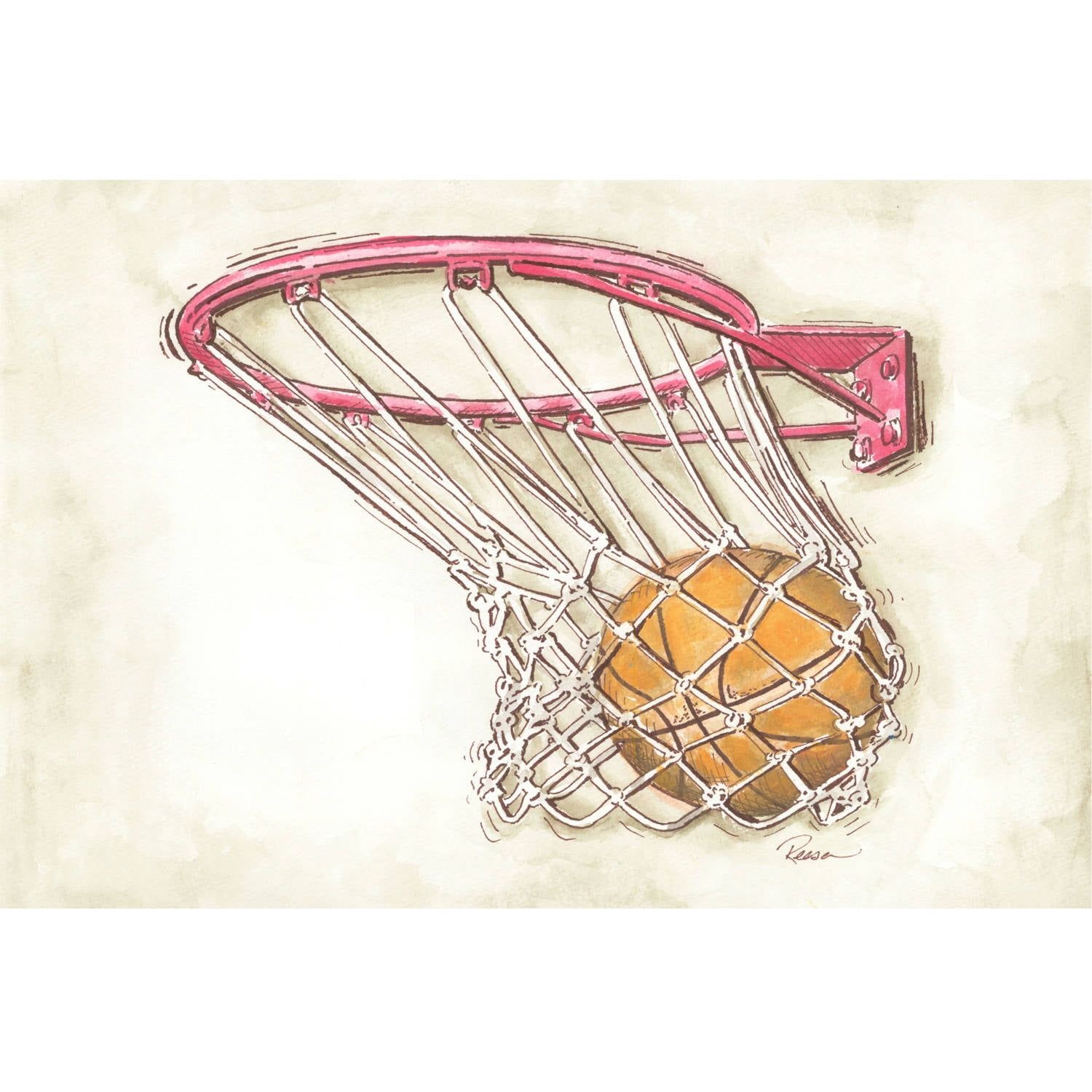 Basketball Swish Multicolor Canvas Art Print