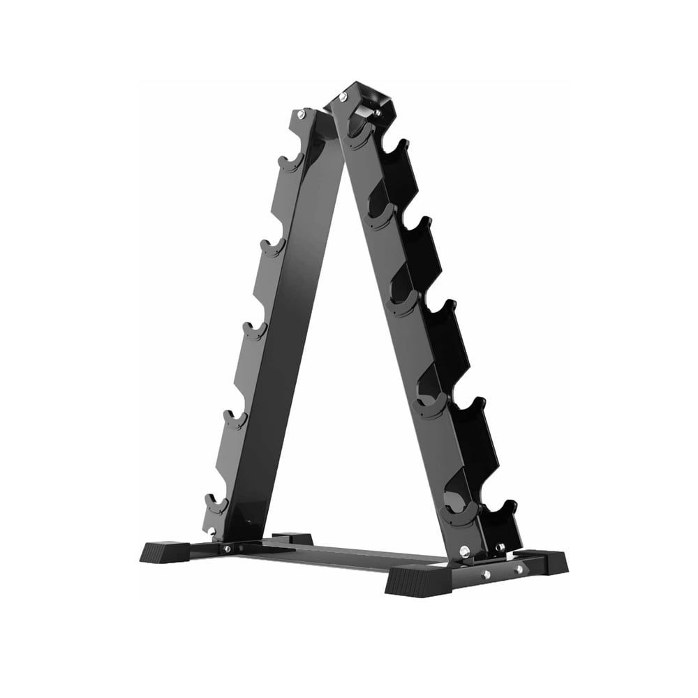 Black Steel 5-Tier A-Frame Dumbbell Rack Stand