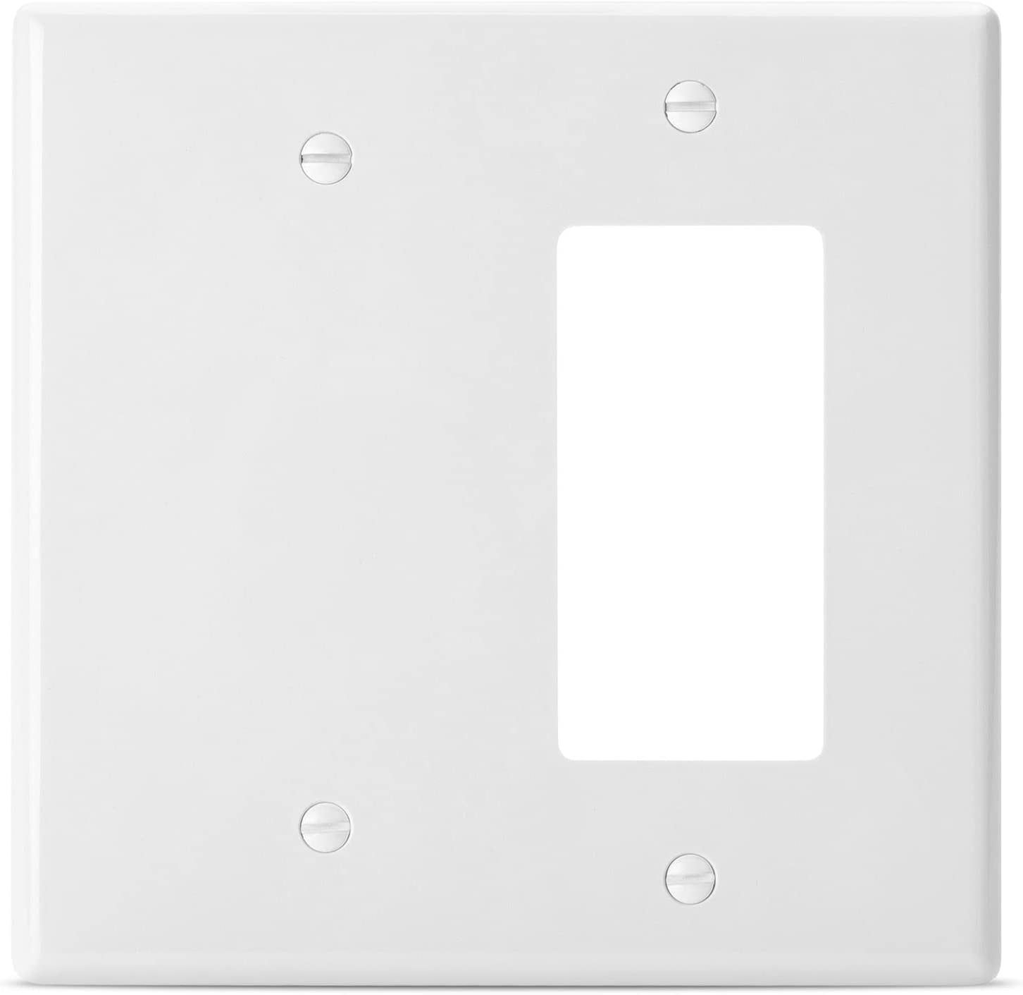 White Polycarbonate Double Gang Decorator and Blank Wall Plate