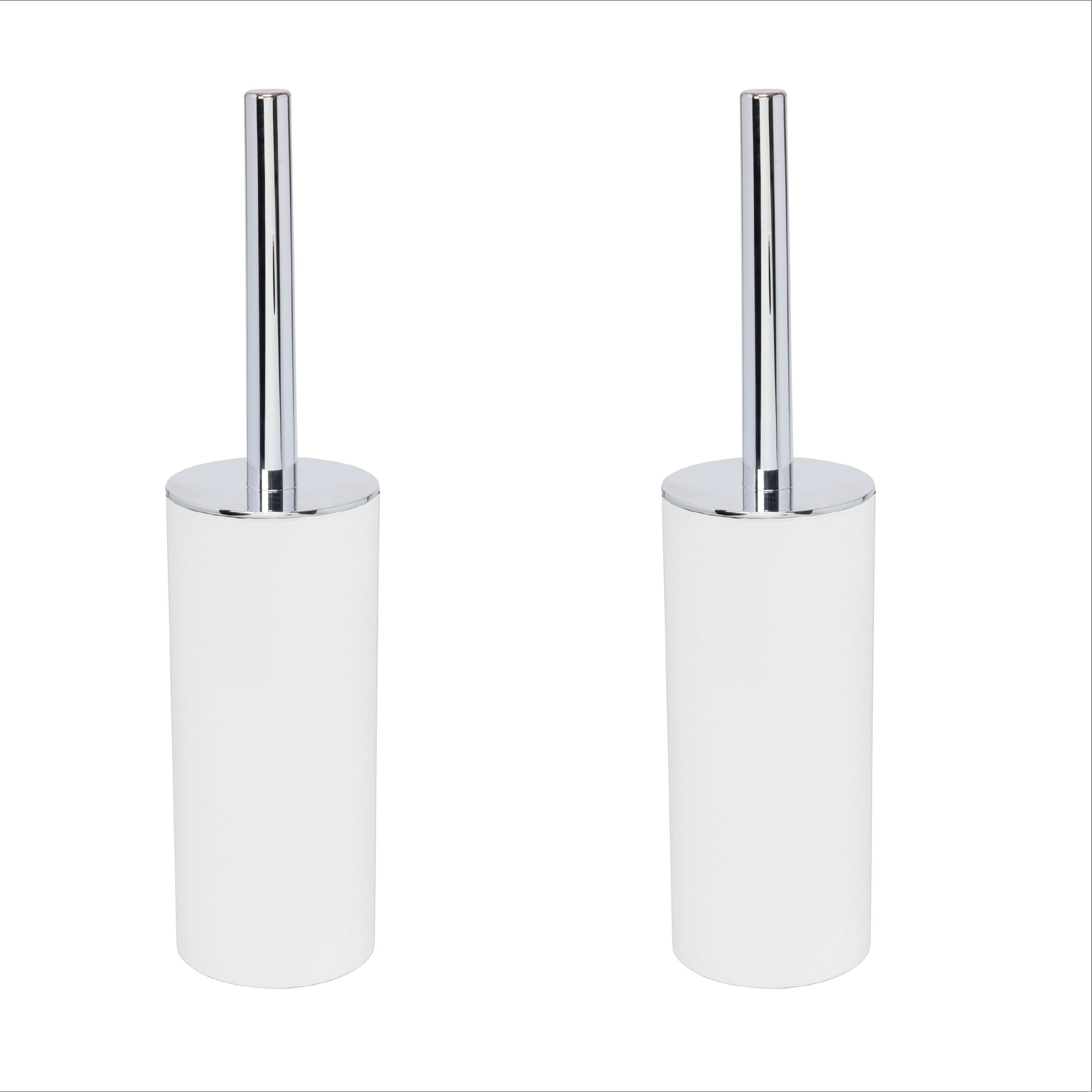 Matte White Soft Touch Toilet Brush Set with Holder, 2 Pack