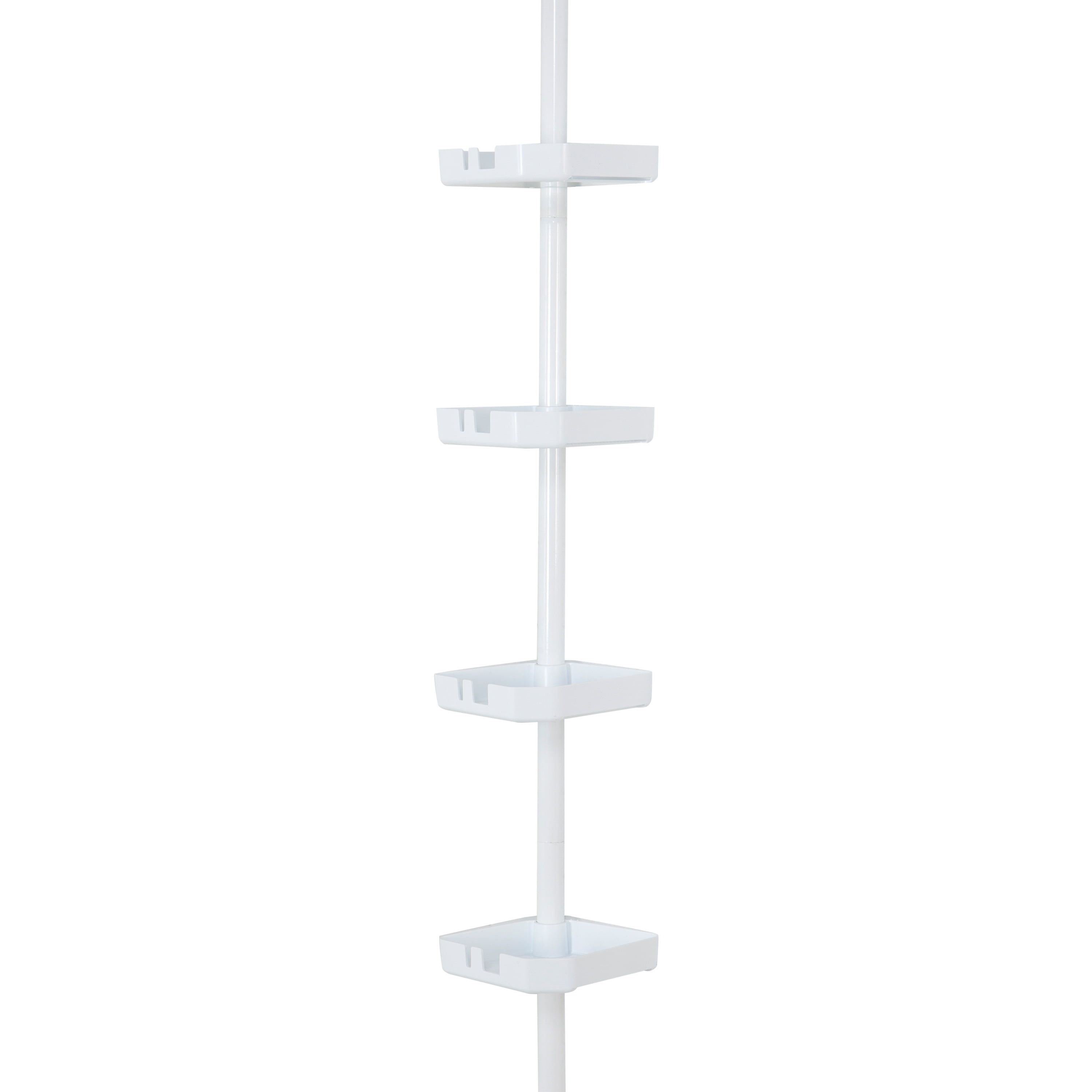 White Metal 4-Tier Tension Mount Shower Organizer Caddy