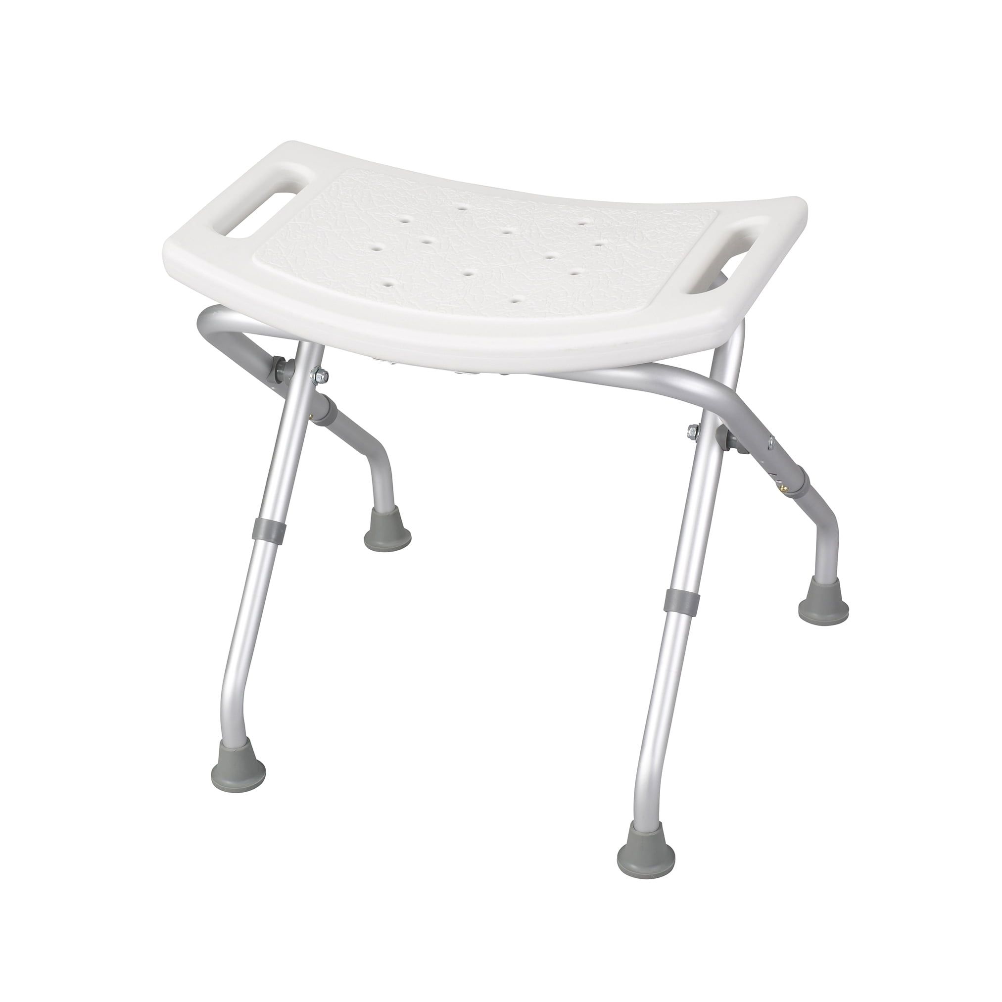 White Folding Aluminum Bath Bench with Plastic Seat