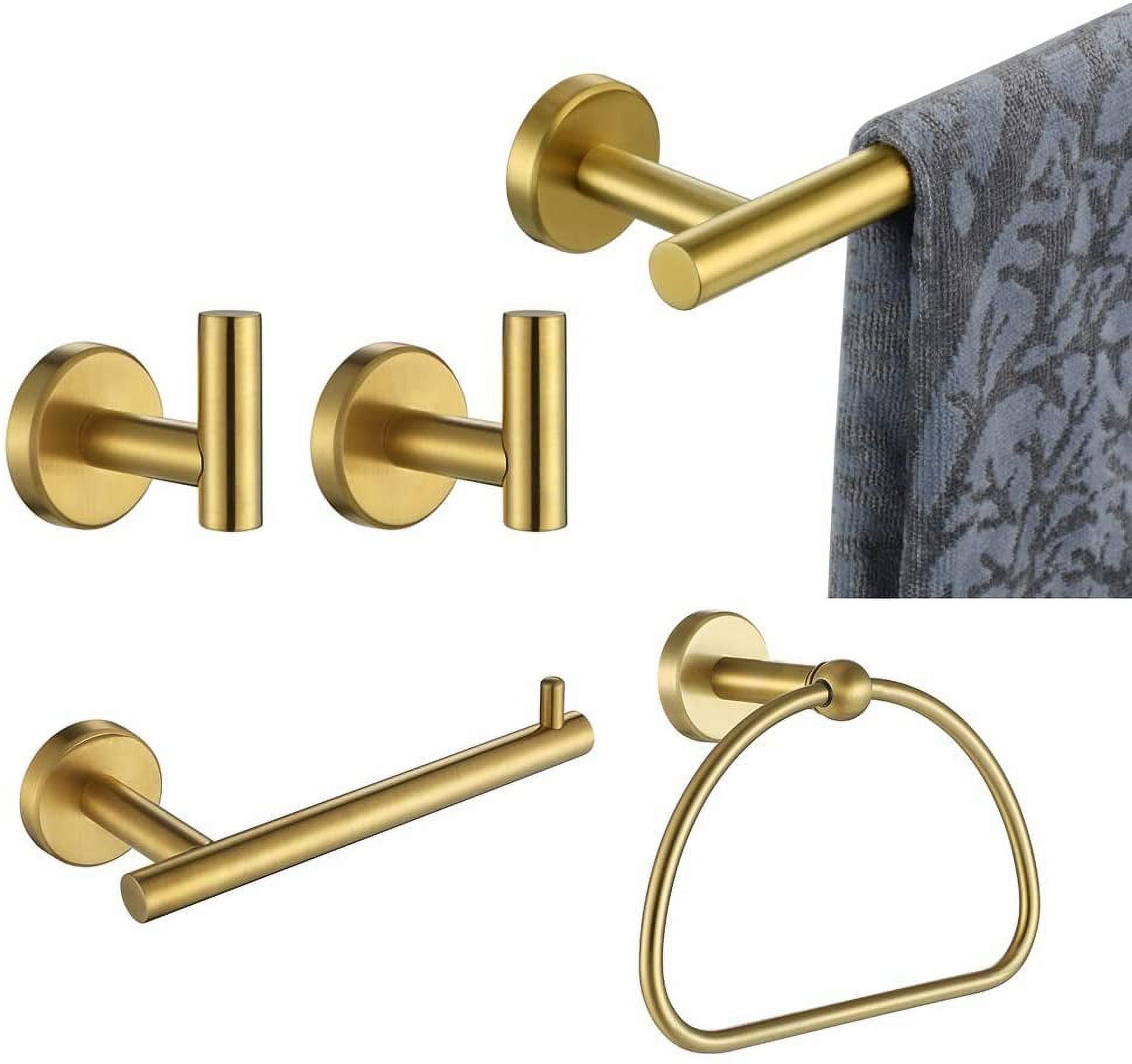 Brushed Gold 5-Piece Wall Mount Bathroom Hardware Set