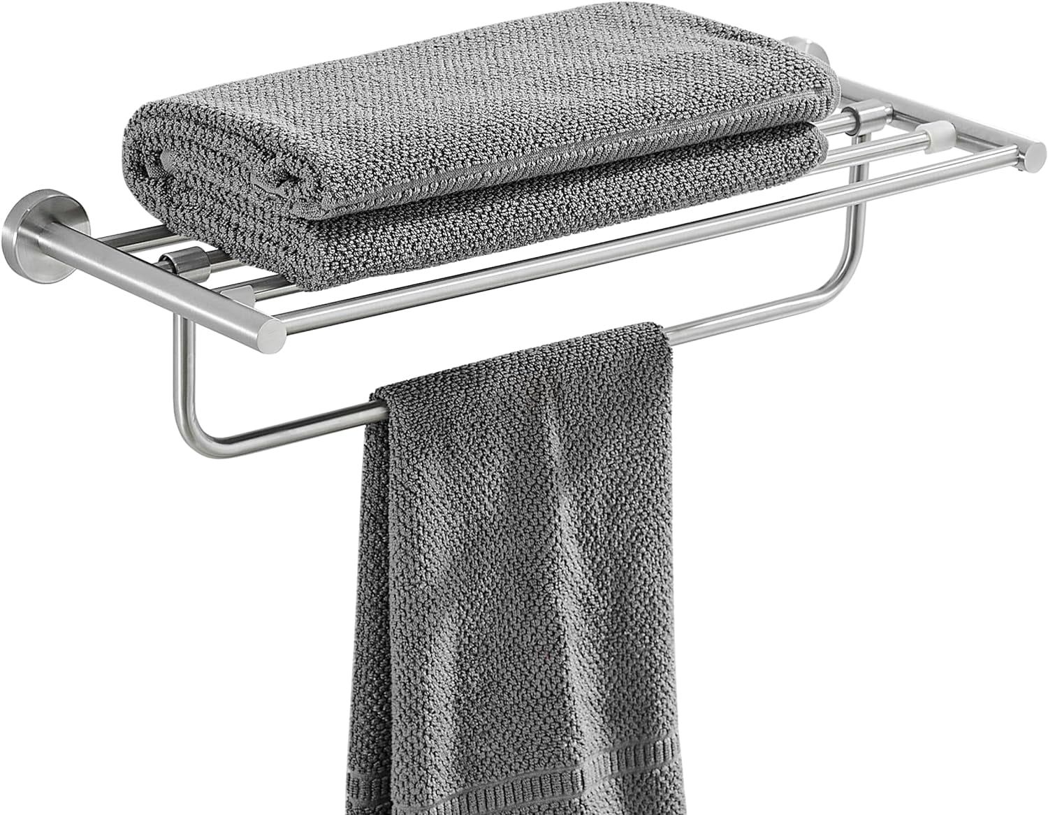 Brushed Silver 24-Inch Stainless Steel Wall Mounted Towel Rack