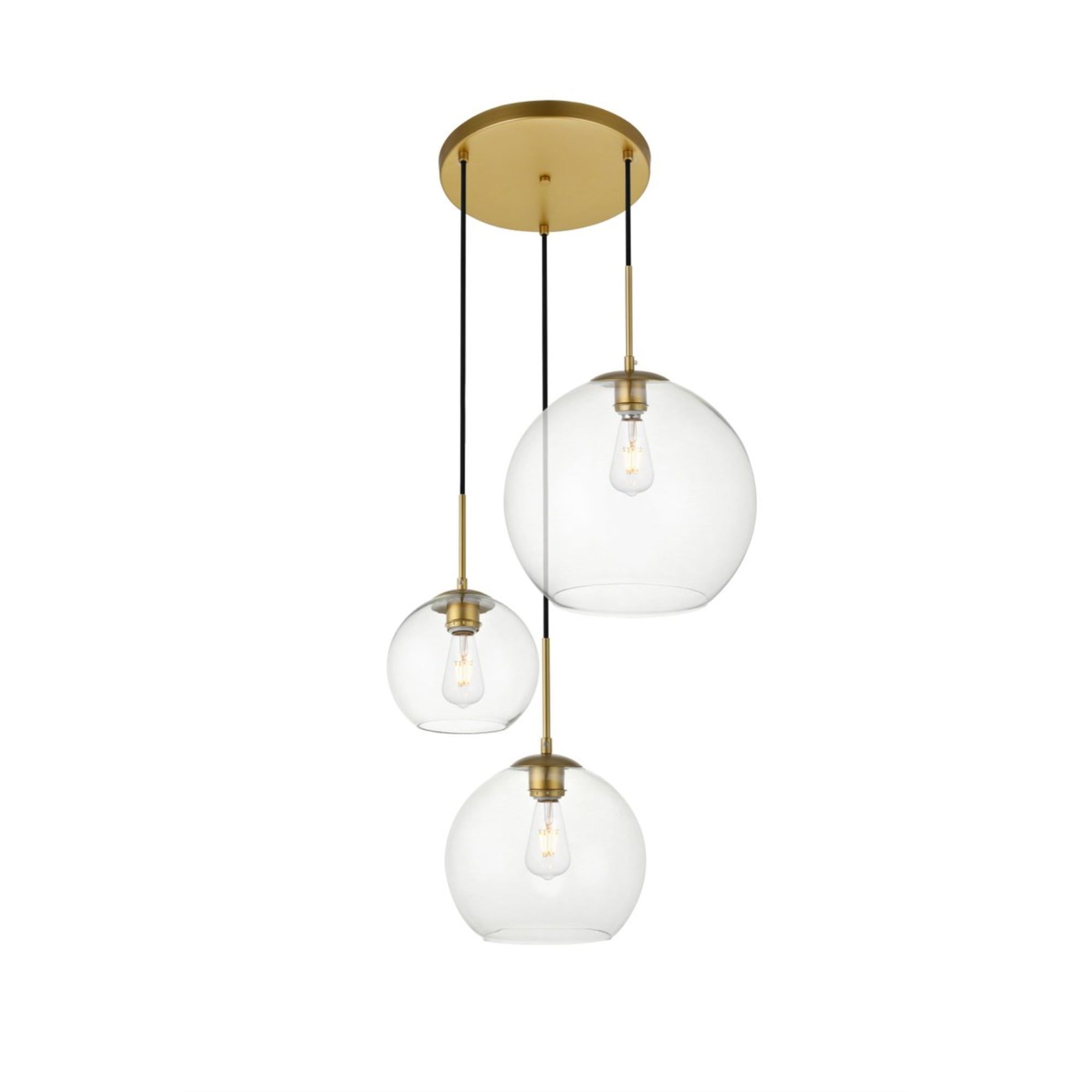 Baxter Cosmopolitan Brass & Clear Glass 3-Light Pendant