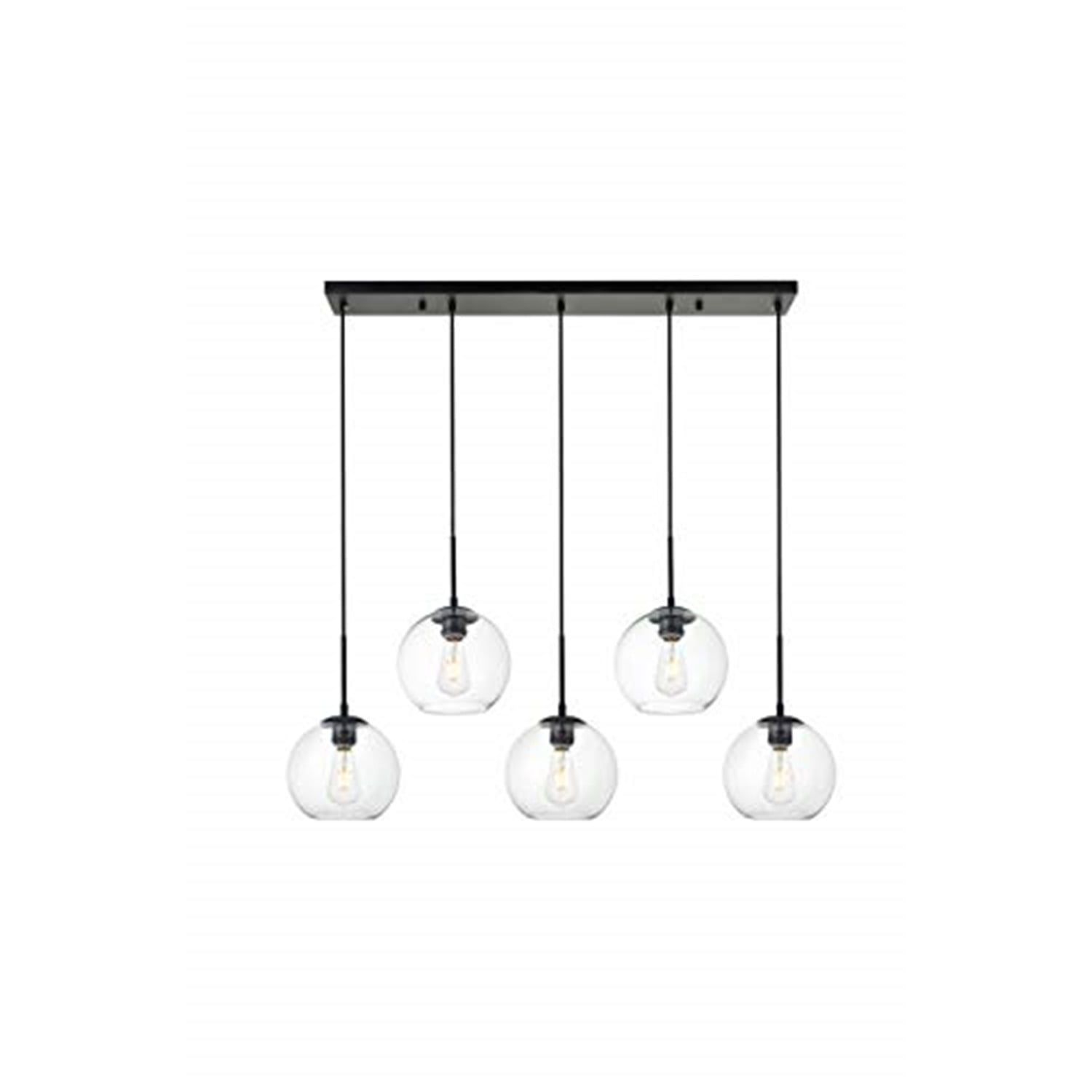 Baxter Contemporary Black Iron Frame Pendant with Clear Glass Shades