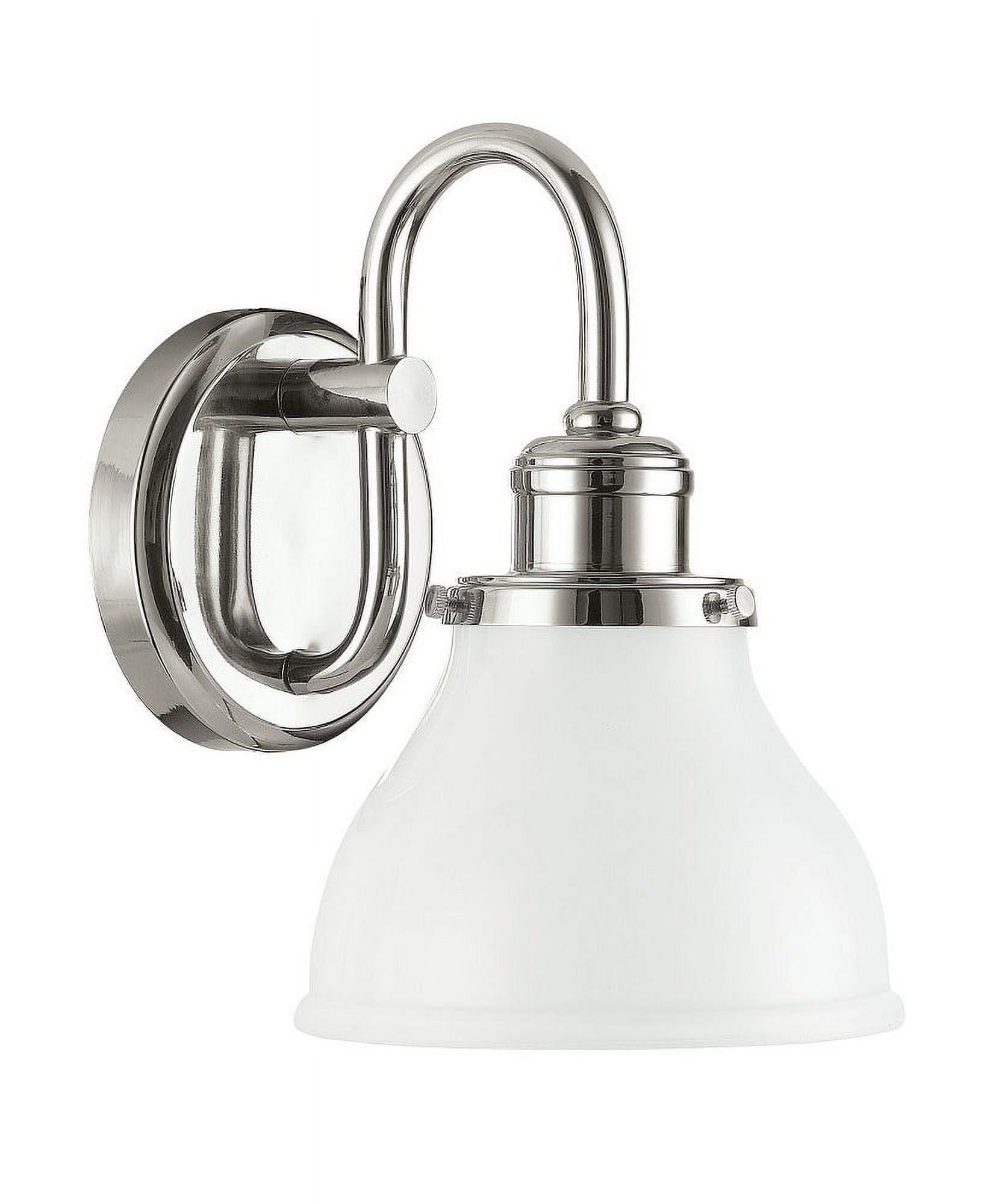 Polished Nickel Milk Glass 1-Light Wall Sconce