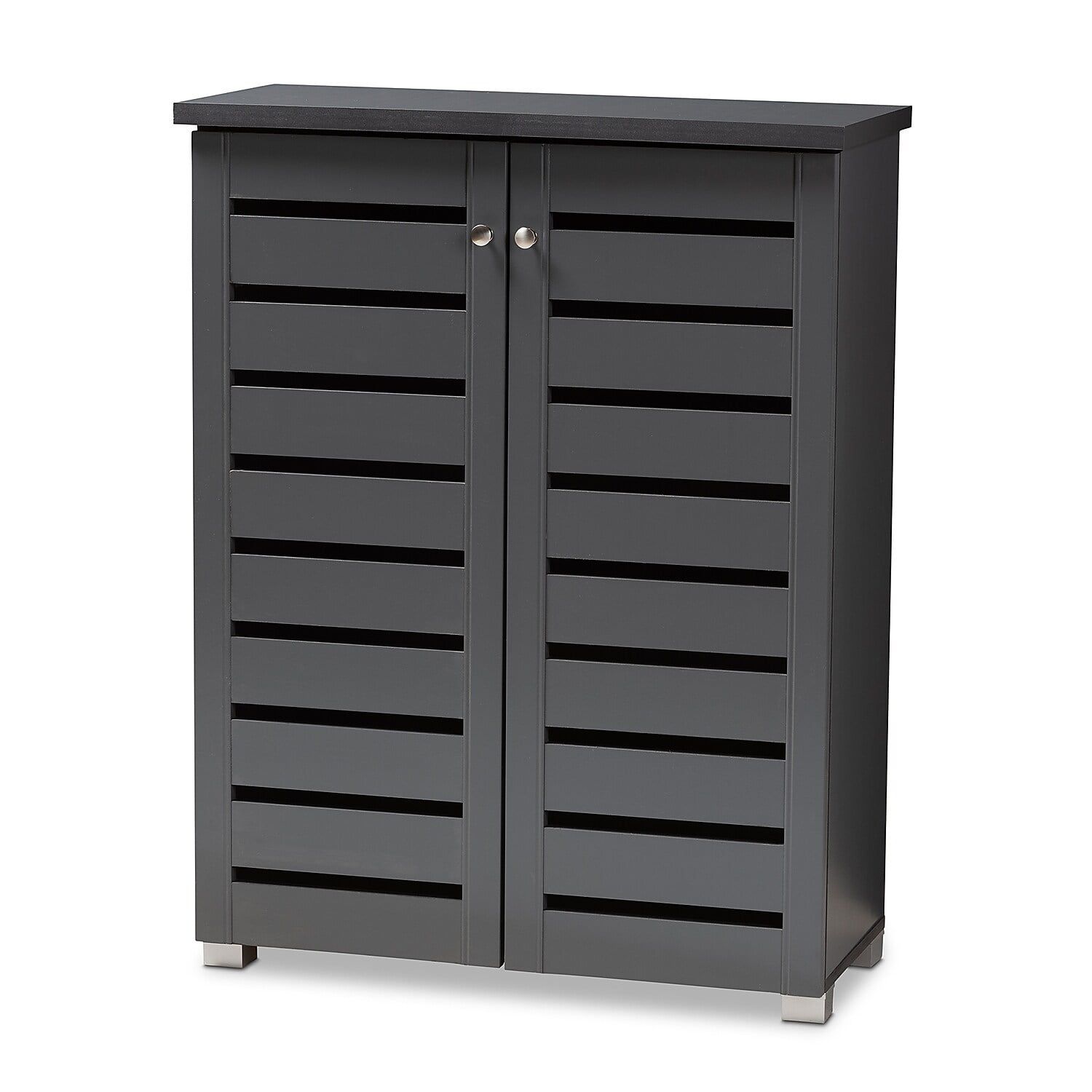 Adalwin Dark Gray 2-Door Wooden Shoe Storage Cabinet