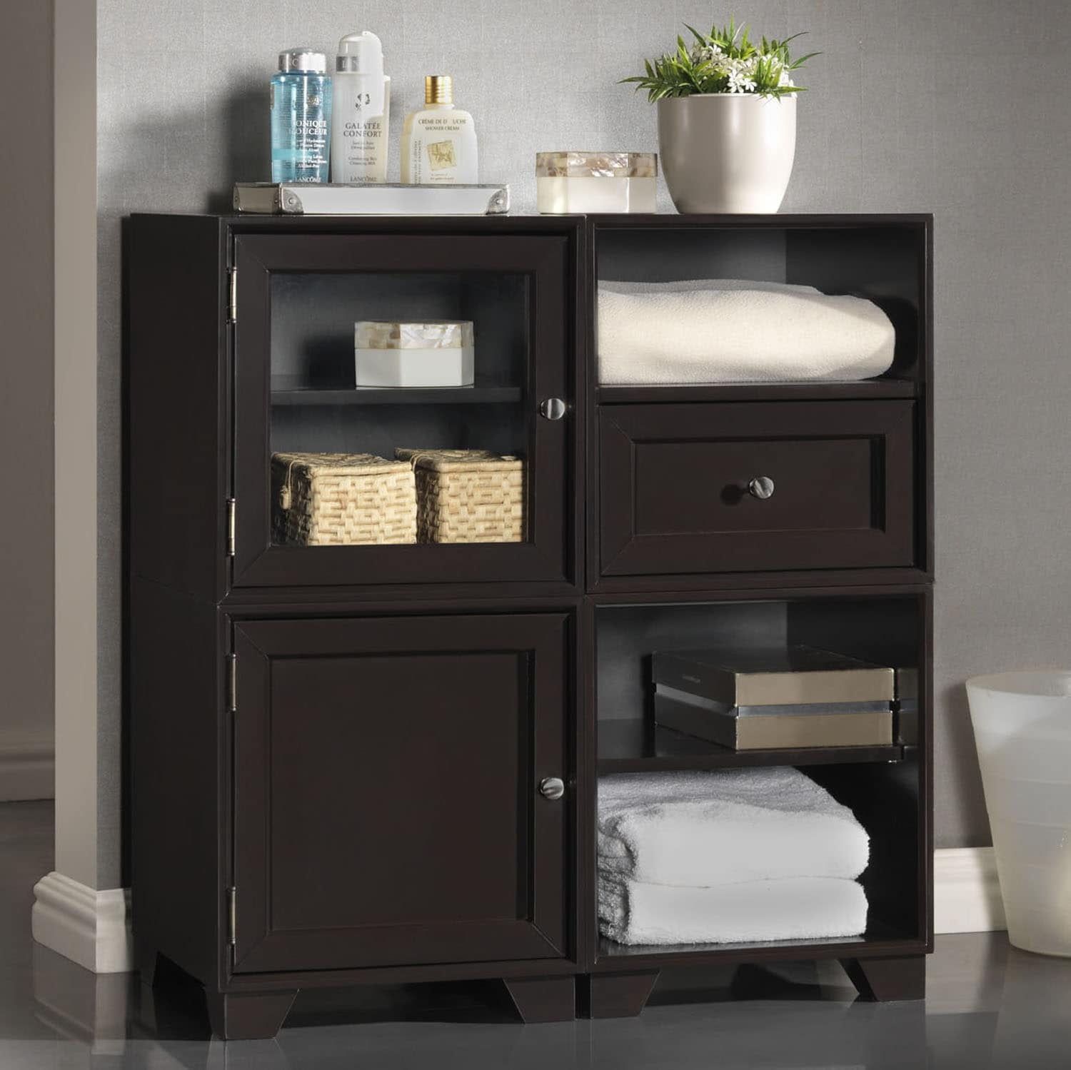 Alaska Dark Brown Modular Storage Cabinet with Adjustable Shelves