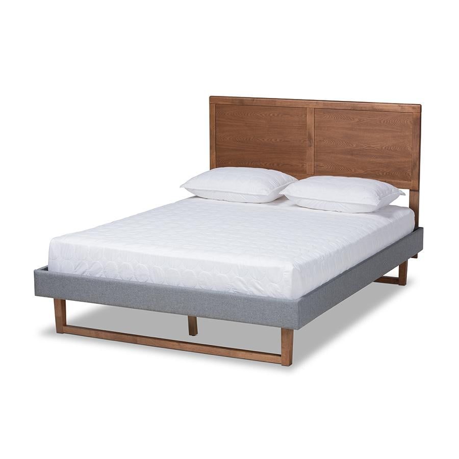 Allegra Mid-Century Walnut Brown & Dark Gray Full Platform Bed