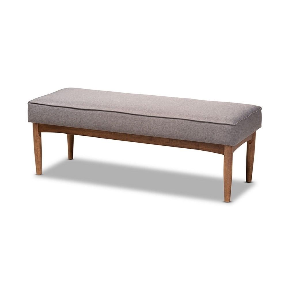 Arvid Gray Fabric Upholstered Walnut Wood Dining Bench