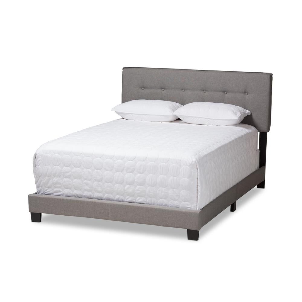 Audrey Light Grey Upholstered Queen Bed with Tufted Headboard