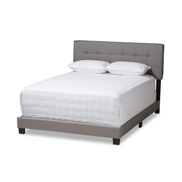 Audrey Light Grey Upholstered Queen Bed with Tufted Headboard