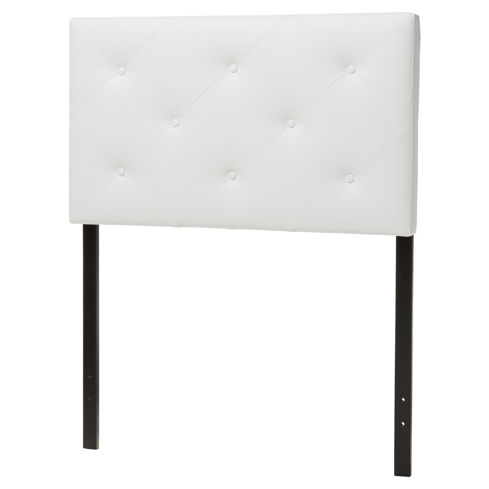 Full White Faux Leather Tufted Upholstered Headboard