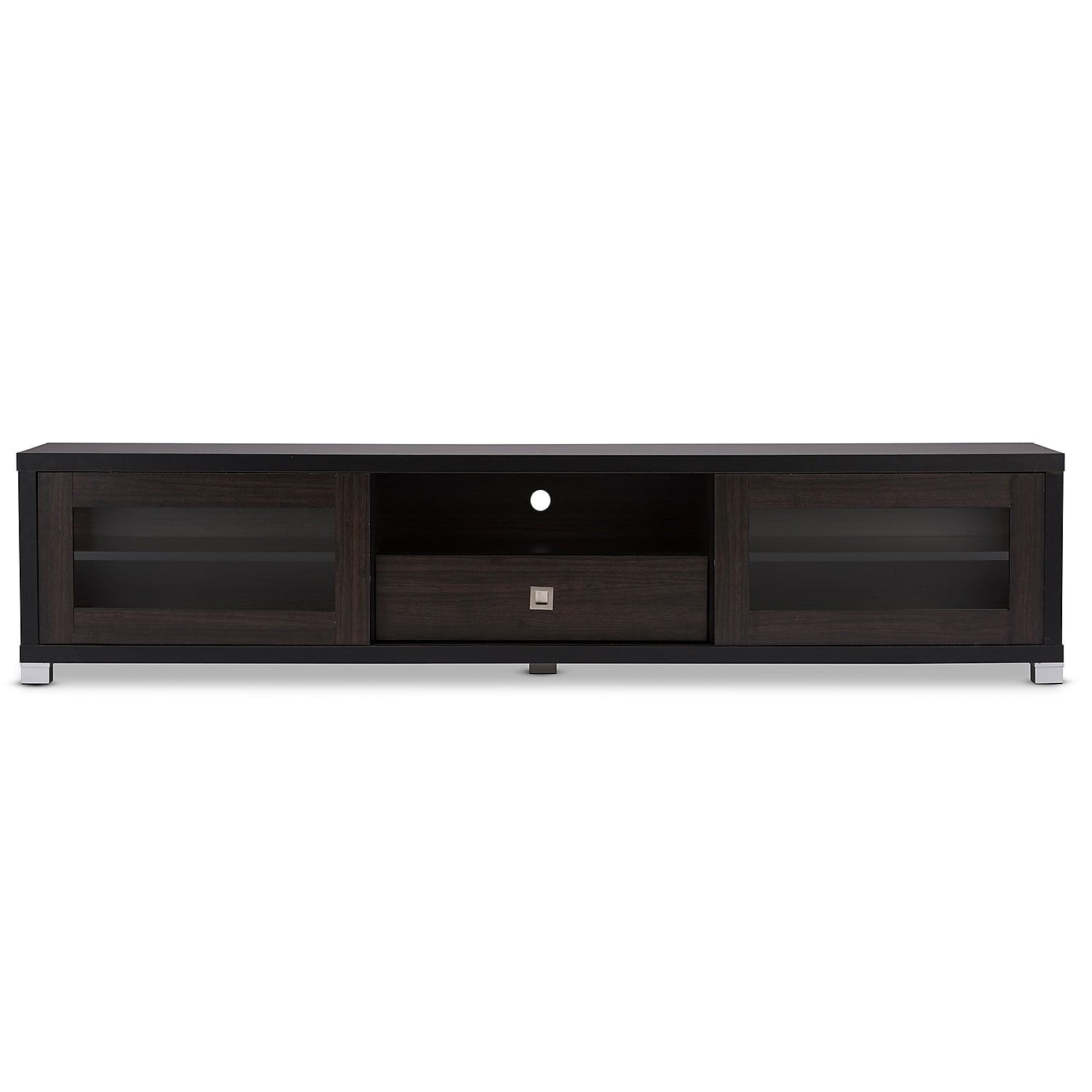 Beasley 70" Dark Brown Engineered Wood TV Cabinet with Sliding Doors