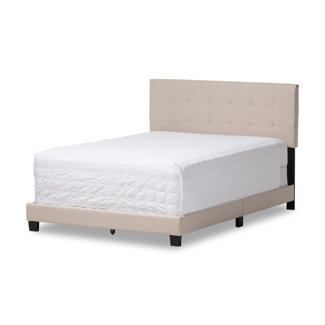 Brookfield Beige Upholstered King Bed with Tufted Headboard