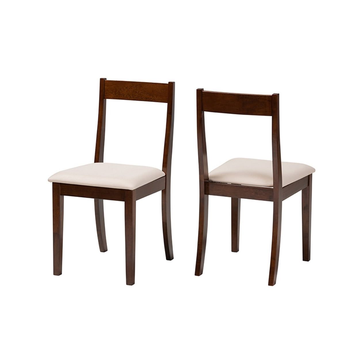 Carola Cream Fabric and Dark Brown Wood Elegant Side Chair