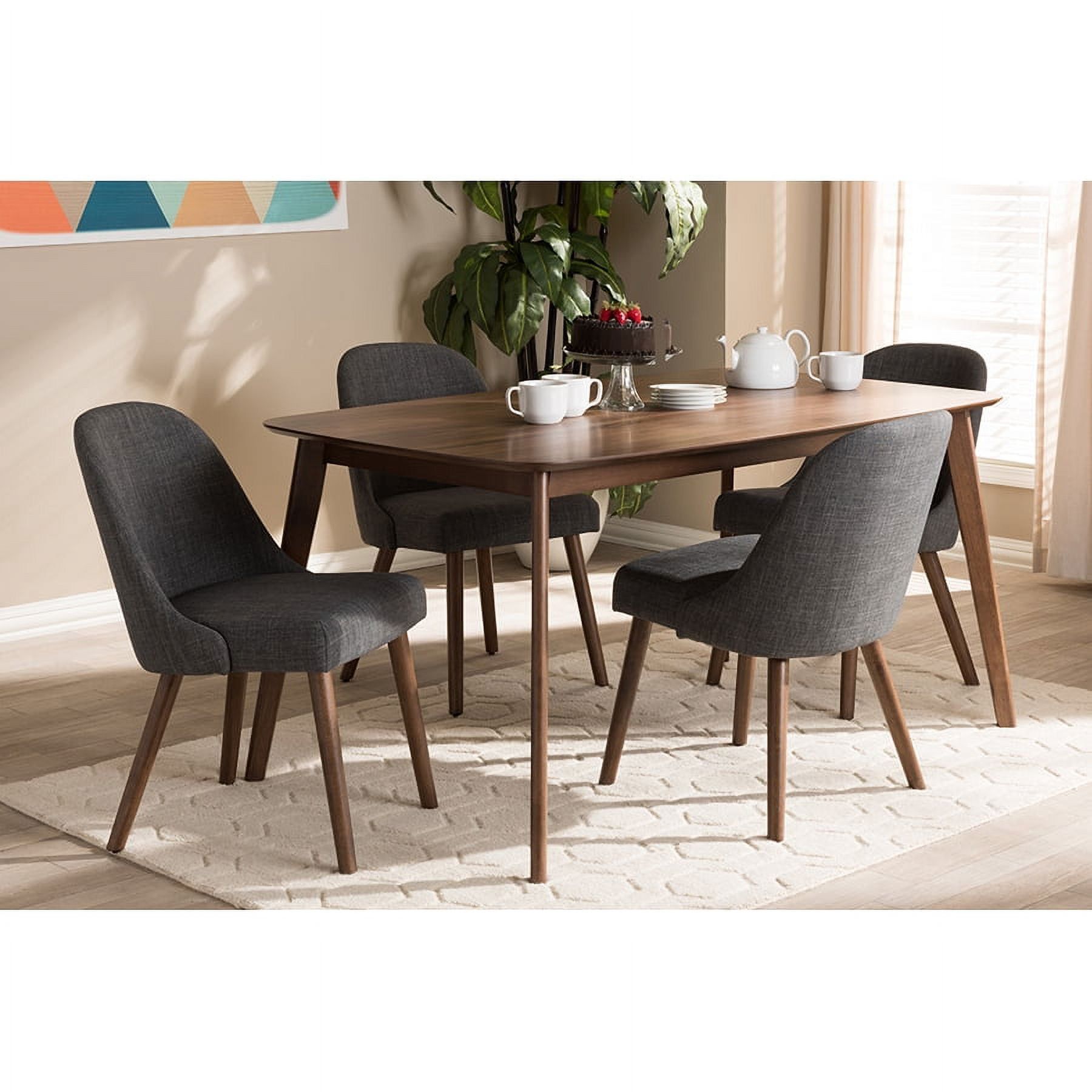 Cody 5-Piece Dark Grey and Walnut Brown Mid-Century Dining Set