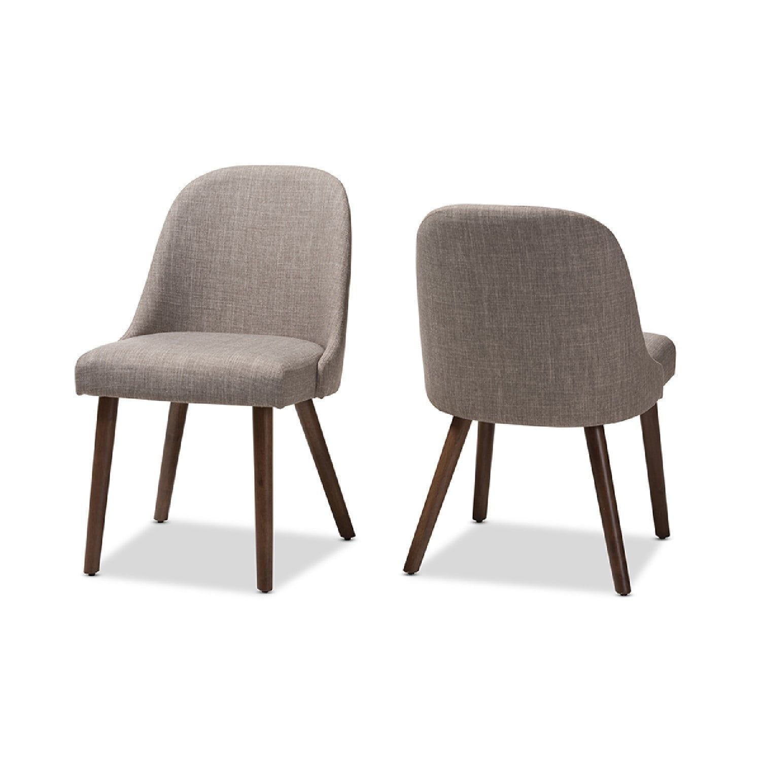 Light Grey Upholstered Parsons Side Chair with Walnut Wood Legs