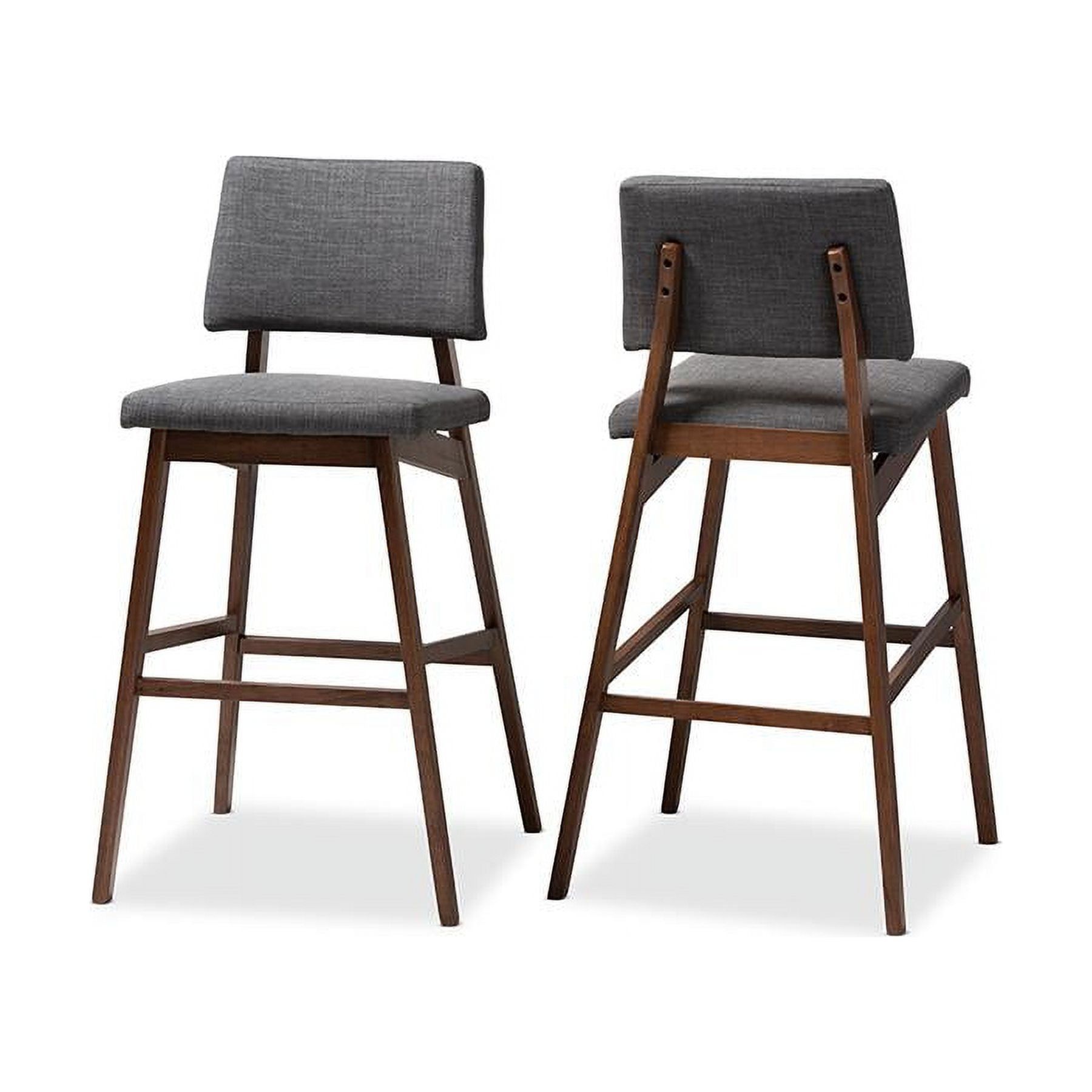 Colton Mid-Century Dark Gray and Walnut Wood Bar Stool Set