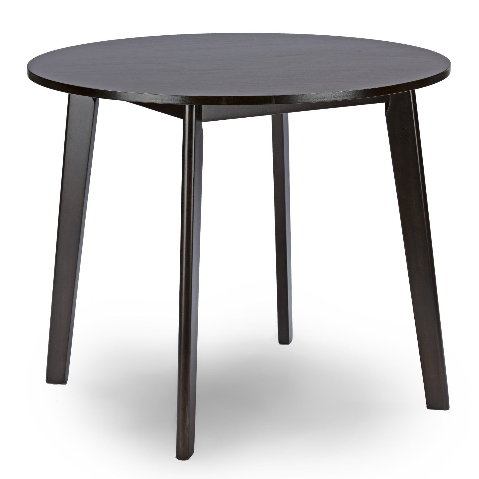 Mid-Century Modern Dark Brown Wood Round Dining Table