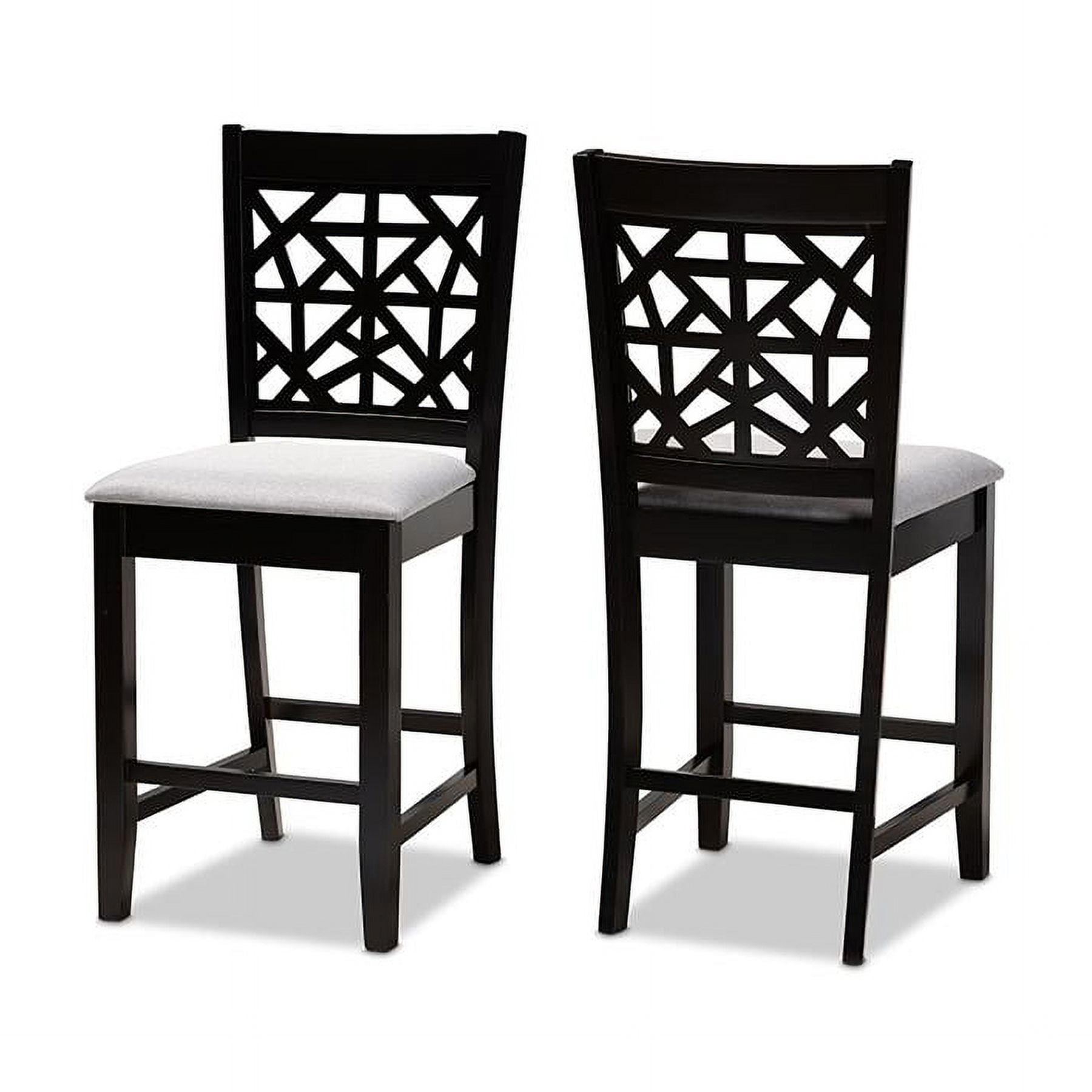 Devon Espresso Brown Wood and Grey Fabric Contemporary Pub Chair Set