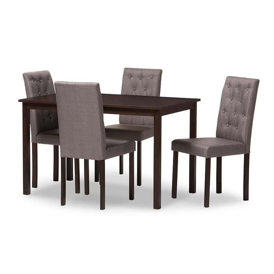 Gardner 5-Piece Dark Brown and Grey Rubberwood Dining Set