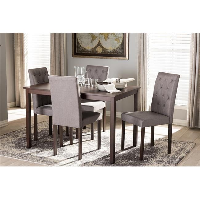 Gardner 5-Piece Dark Brown and Grey Rubberwood Dining Set