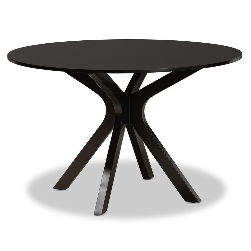 Kenji Espresso Brown Round Wood Dining Table for Six