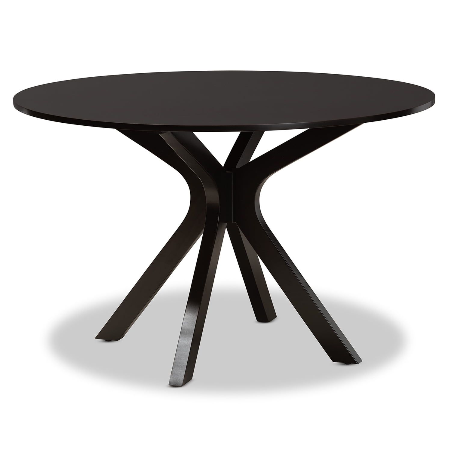 Kenji Espresso Brown Round Wood Dining Table for Six