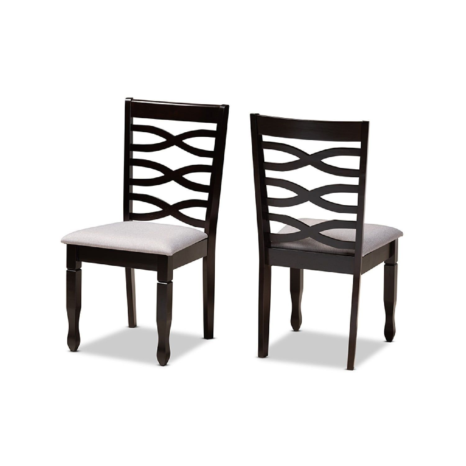 Gray Upholstered Oak and Rubberwood Dining Chair Set