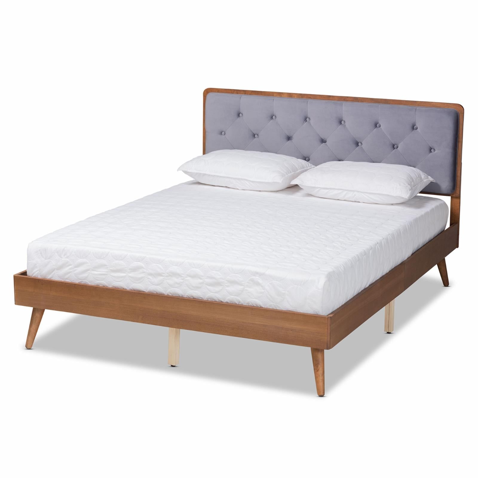 Larue Velvet Upholstered King Platform Bed with Tufted Headboard