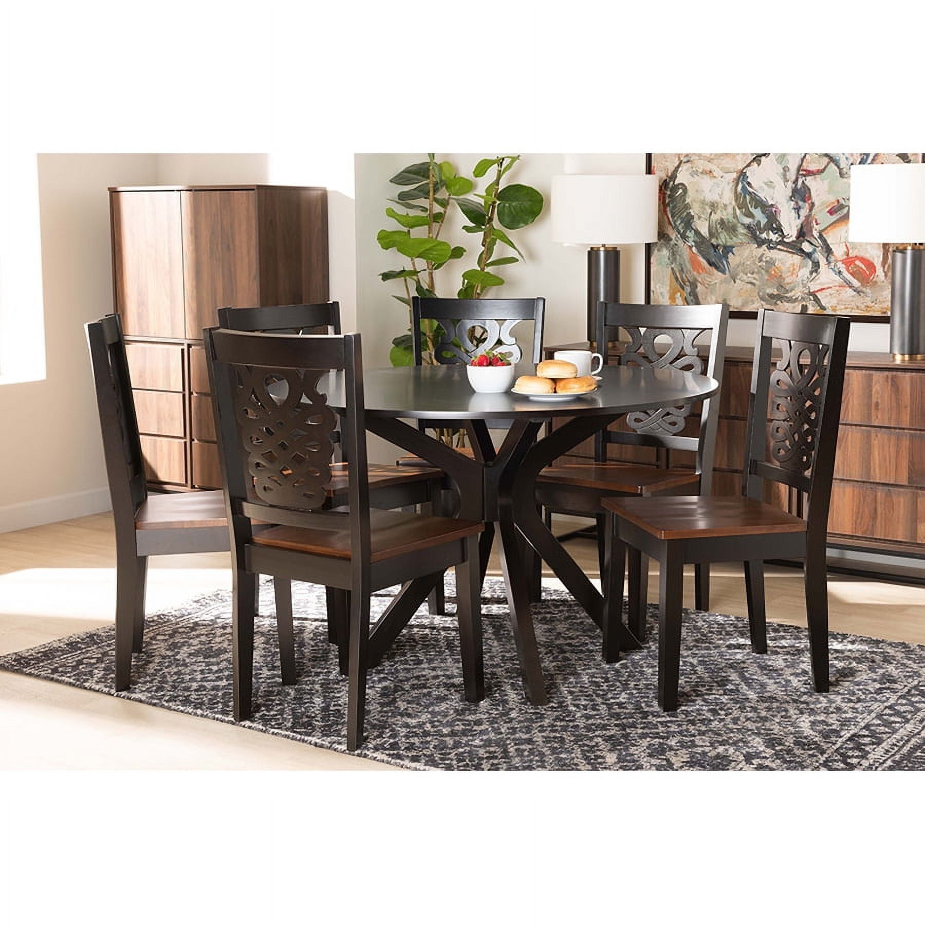 Liese Two-Tone Dark and Walnut Brown 7-Piece Dining Set