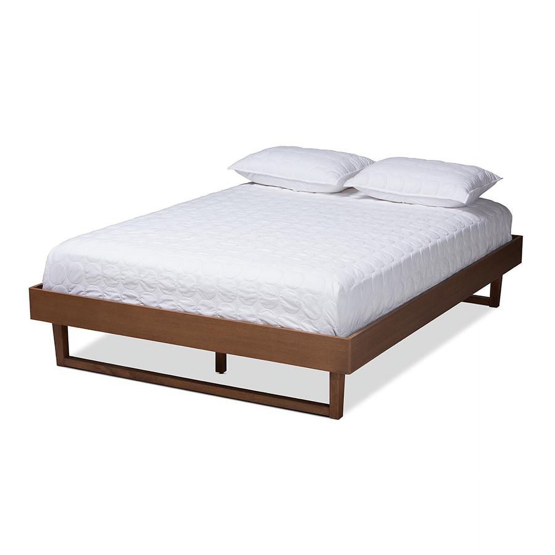 Walnut Brown Queen Wood Platform Bed with Headboard and Slats