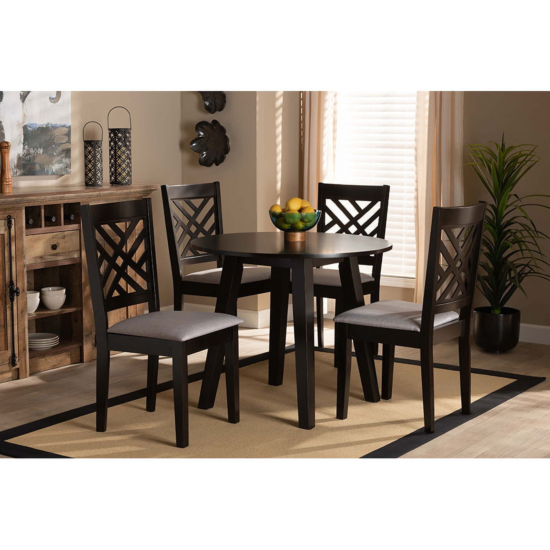 Lilly 36" Dark Brown and Grey Wood 5-Piece Dining Set