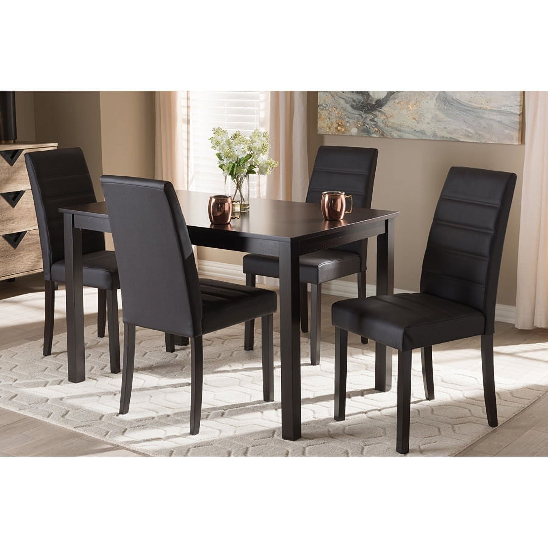 Lorelle Dark Brown Faux Leather 5-Piece Dining Set