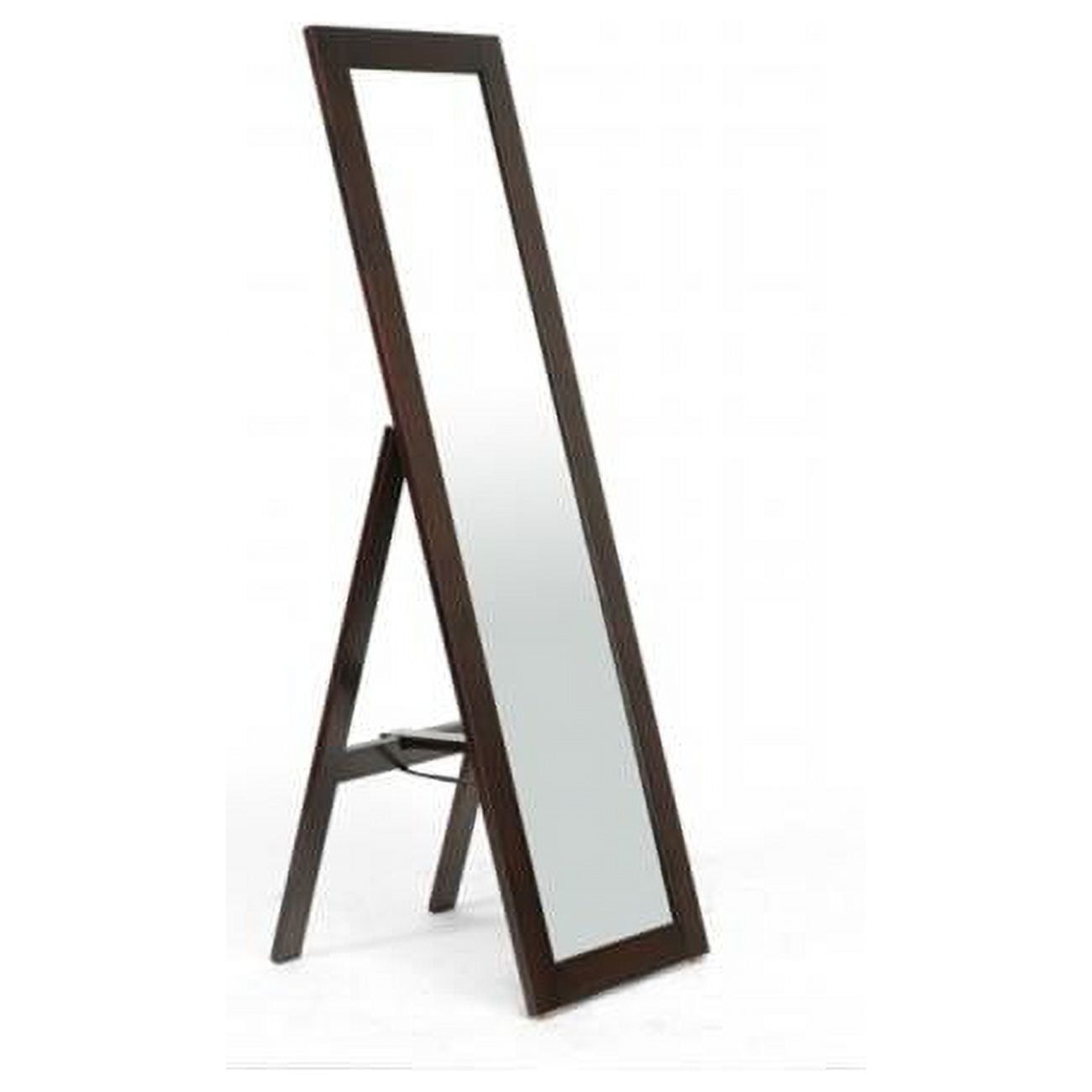 Eco-Friendly Solid Rubberwood Full-Length Mirror with Stand in Dark Brown