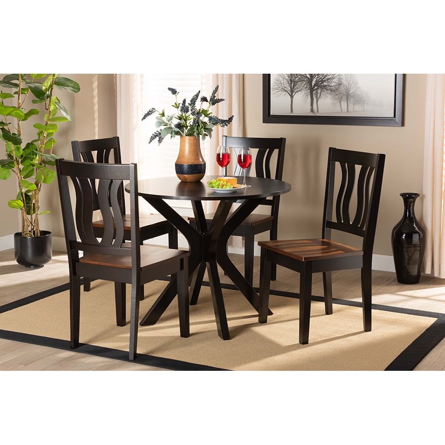 Mare Two-Tone Dark and Walnut Brown 5-Piece Dining Set