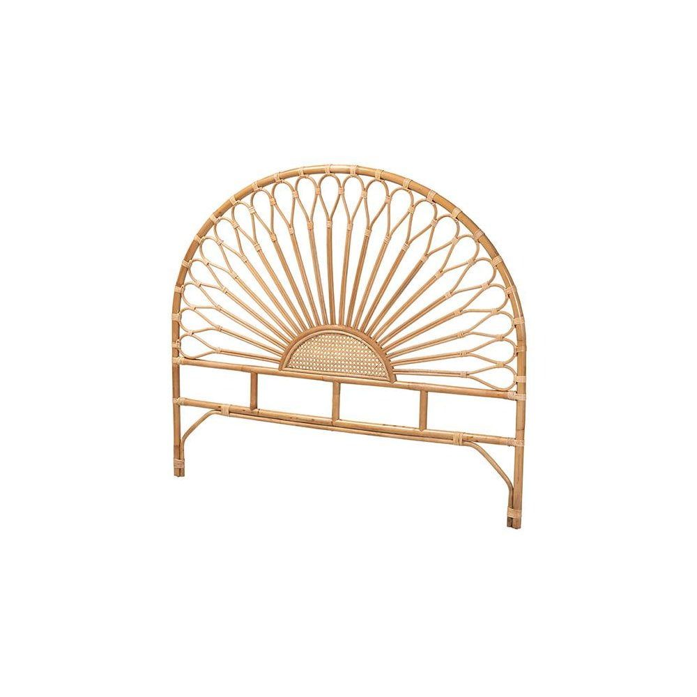 Natural Rattan Queen Size Bohemian Tufted Headboard