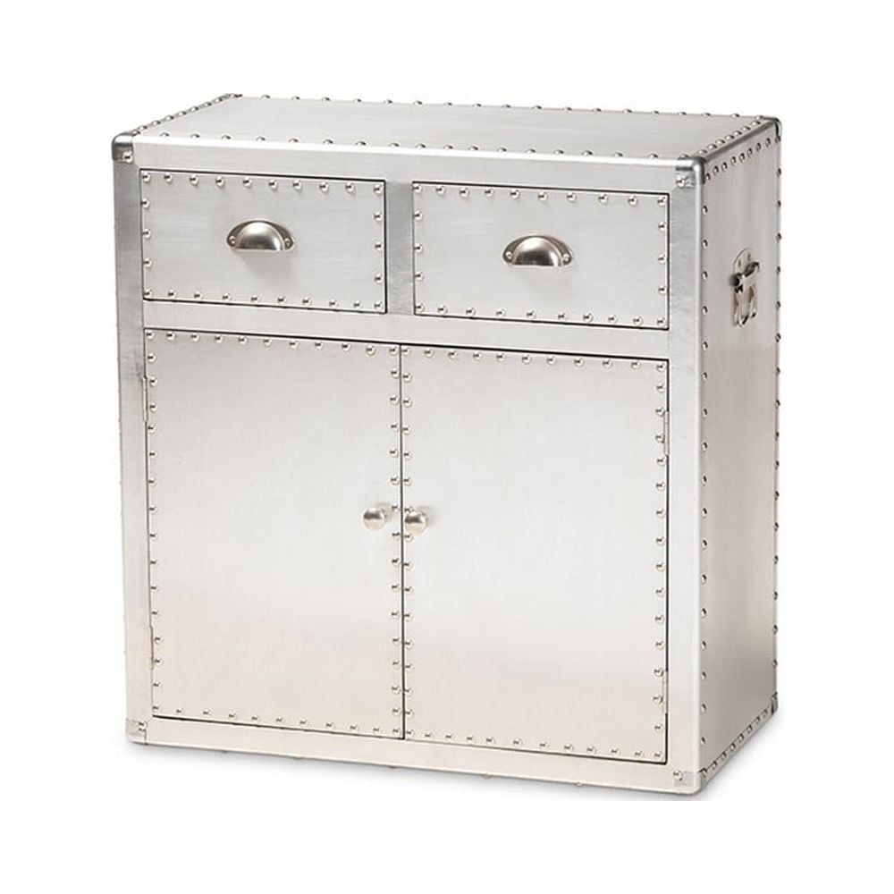 Serge Silver Metal Industrial 2-Door Storage Cabinet