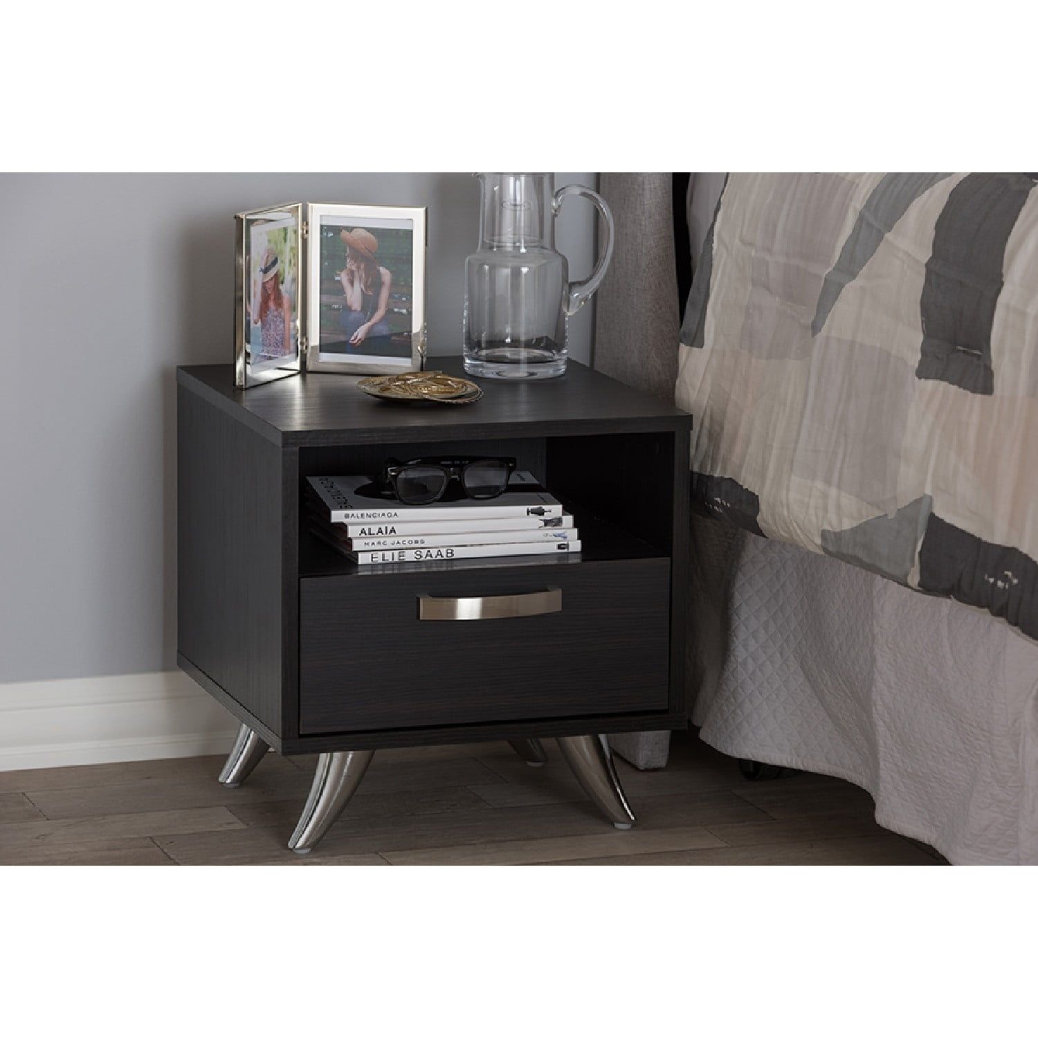 Warwick Dark Brown Wood End Table with Storage