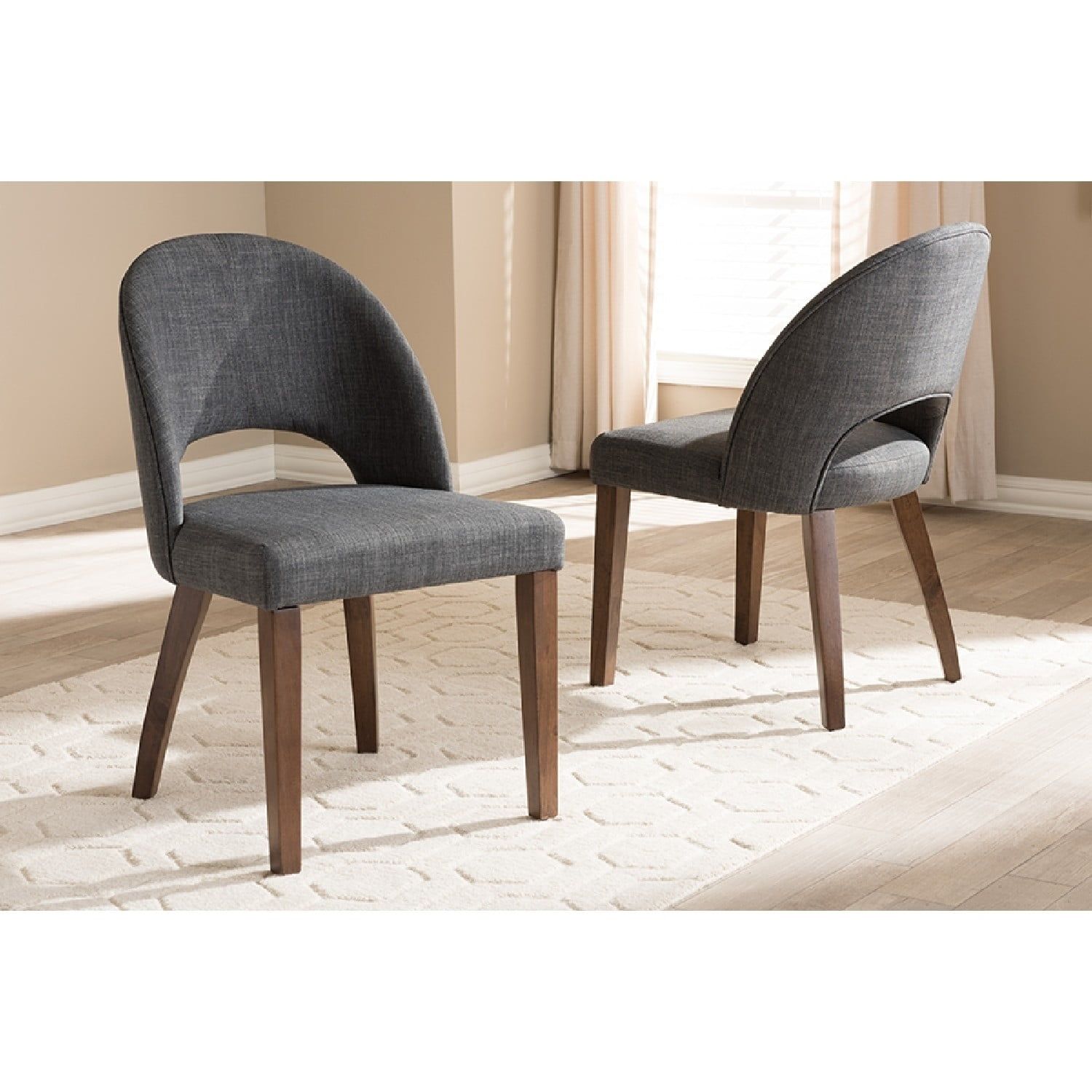 Parsons High-Back Side Chair in Dark Grey with Wood & Cane