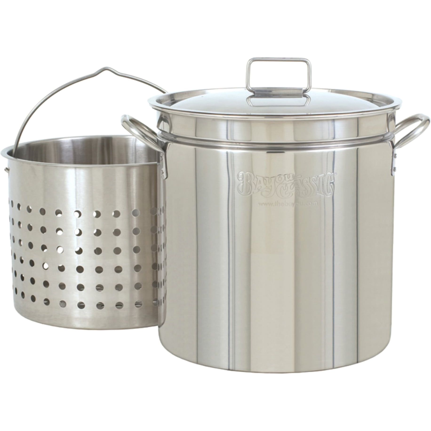 Bayou Classic 24-Quart Stainless Steel Stockpot with Basket Insert