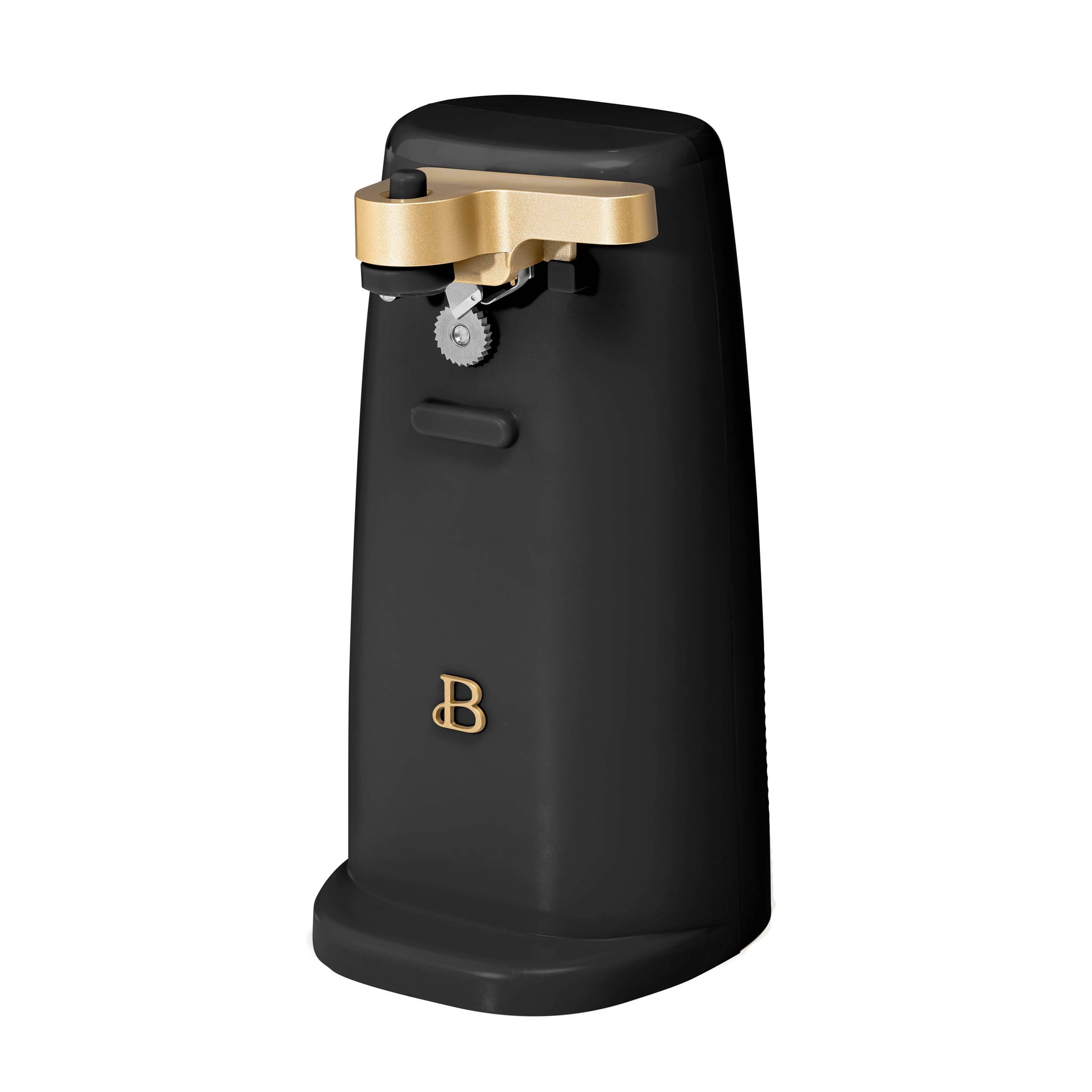 Black Sesame Electric Can Opener with Gold Accents