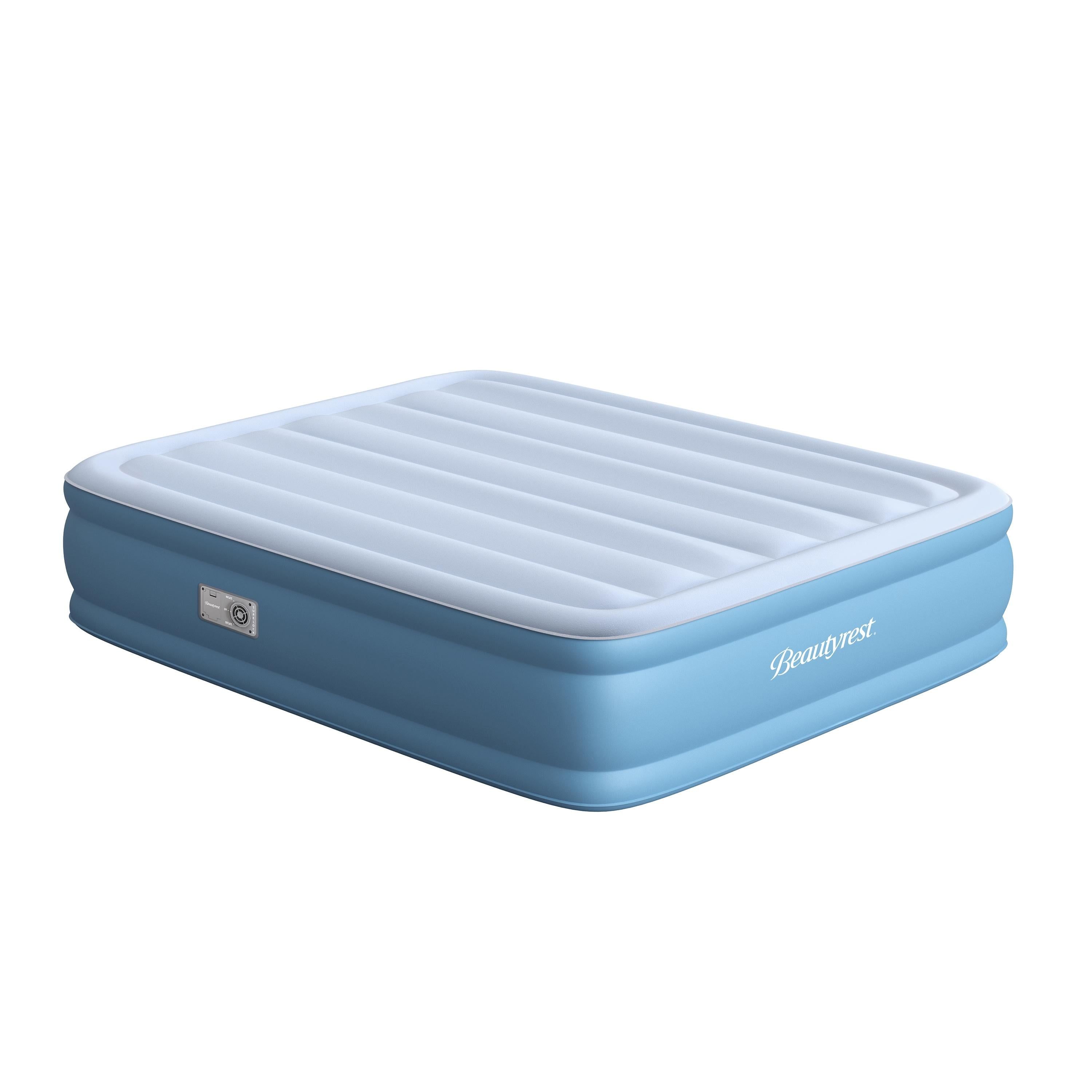 Beautyrest 18" Queen Blue and White Raised Air Mattress with Built-in Pump