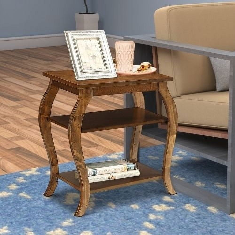 Versatile Becci Walnut End Table with Dual Open Shelves