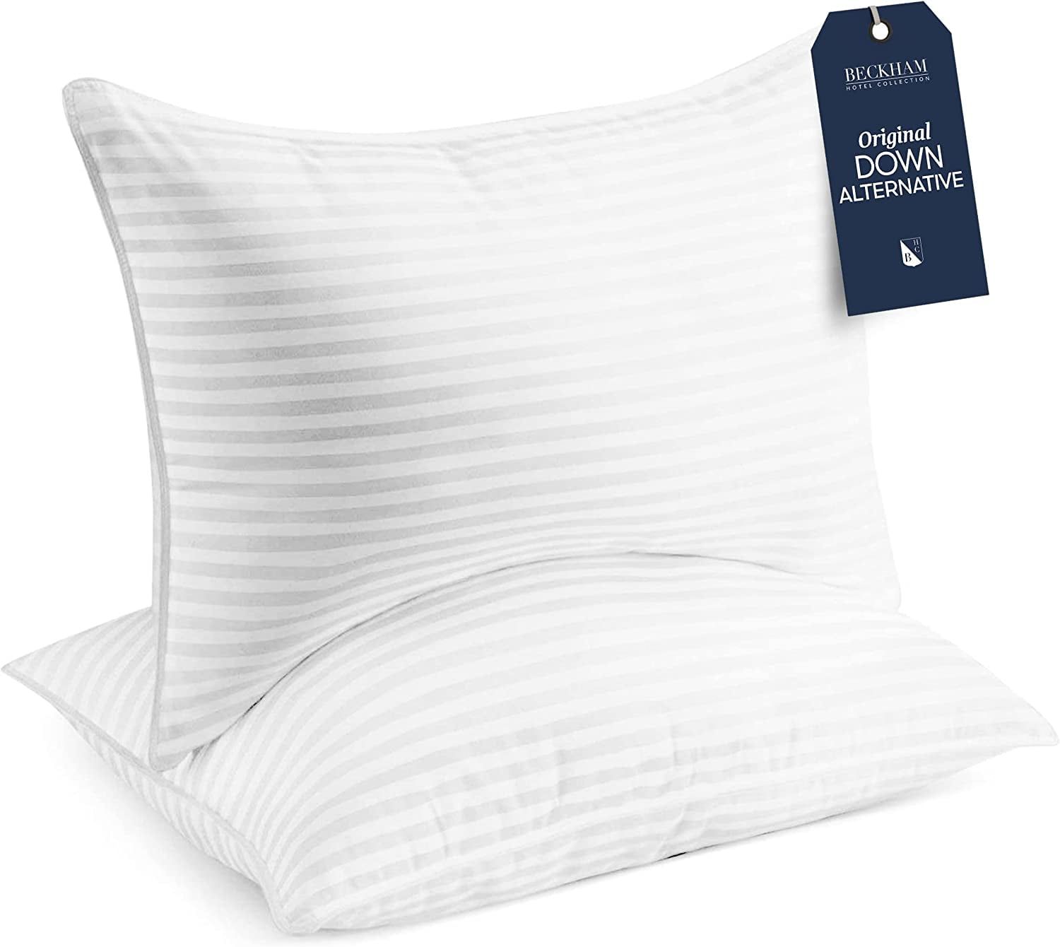 King Size White Cotton Hypoallergenic Down Alternative Pillows, 2 Pack